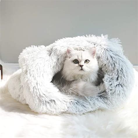 Cat Sleeping Bagsoft Warm Cozy Pet Bedself Warming Cat Bedcuddle