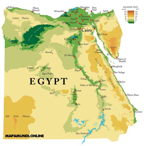 ⊛ Mapa De Egipto ⊛ Político And Físico Para Imprimir 2022