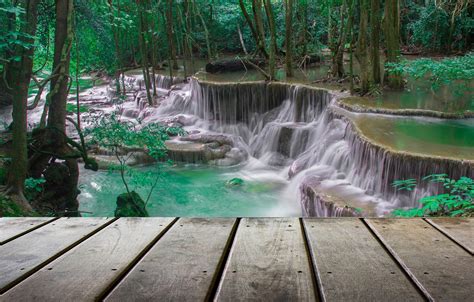 Wallpaper Landscape River Rocks Waterfall Summer Forest River