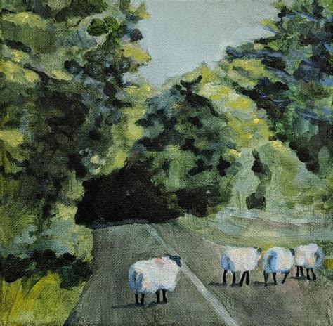 Irish Sheep Art Print Of Original Oil Painting 85x11 Inches Etsy