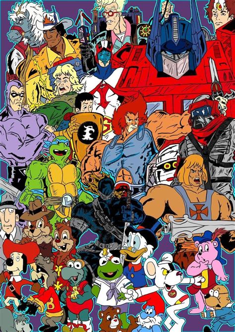 A Bunch Of Cartoon Characters Are Grouped Together