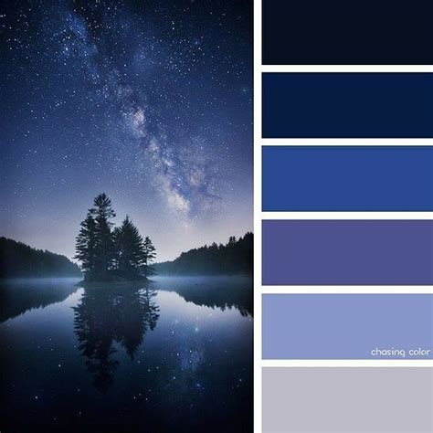 Night Sky On The Lake Blue Colour Palette Sky Color Night Sky