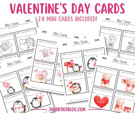 Happy Valentines Day Mini Cards In Color And Black And White Free