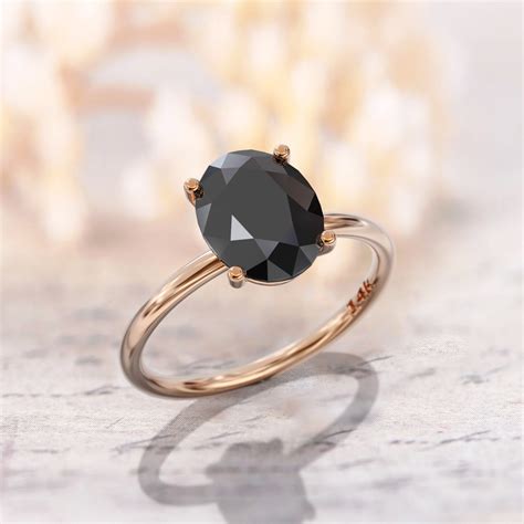 Black Diamond Oval Engagement Ring 2 Carat 9x7mm Oval Diamond Etsy