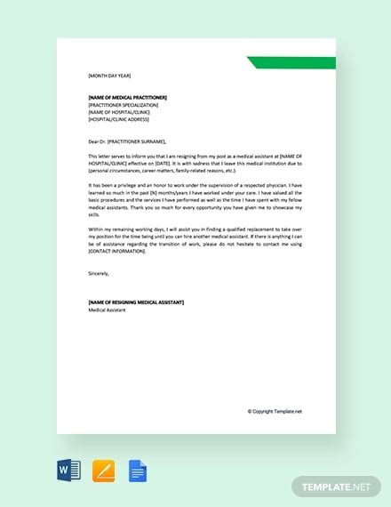12 Sample Medical Resignation Letters In Pdf Ms Word Apple Pages