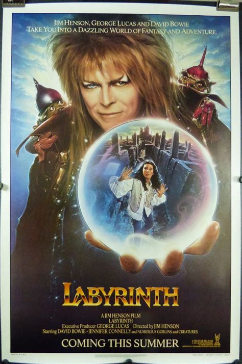 labyrinth original rolled david bowie george lucas advance movie poster original vintage