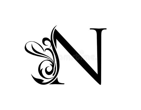 Elegant Letter N Graceful Royal Style Calligraphic Arts Logo Stock