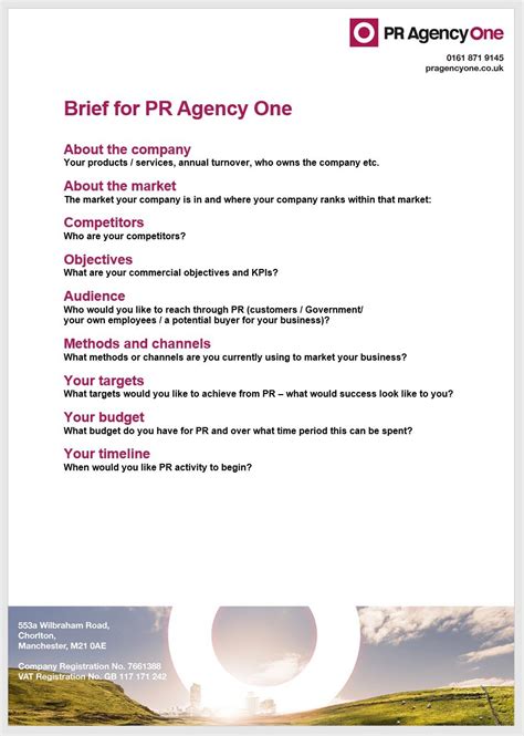 Free Pr Brief Template Example Download Your Sample Pr Agency Brief