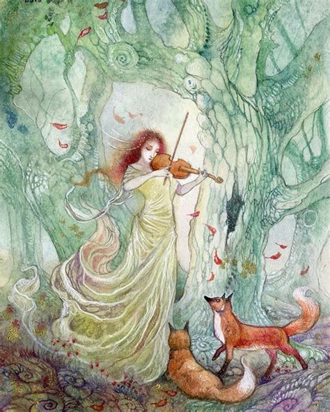Private Audience Watercolor Painting Music Musician Fox Foxes