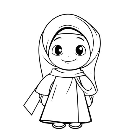 かわいいイスラム教徒の子供ぬりえページ概要スケッチ図 ベクターイラスト画像とpngフリー素材透過の無料ダウンロード Pngtree