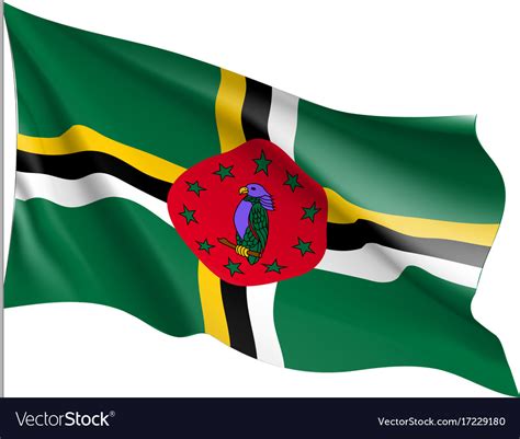 Waving Flag Of Dominica Royalty Free Vector Image