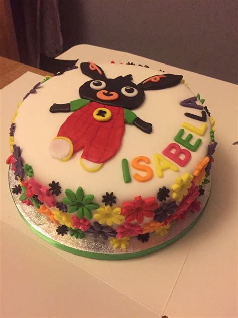 Bing Bunny Birthday Cake With Fondant Flowers Cake
