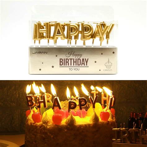 Buy MOVINPE Gold Cake Topper Decoration With Golden Happy Birthday Candles Happy Birthday Banner