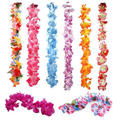 Thinkmax Hawaiian Garlands 36 Pcs Hawaii Leis Flower Necklace For
