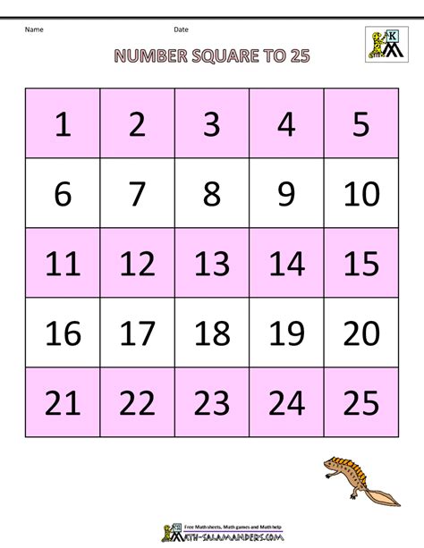 Printable Number Square