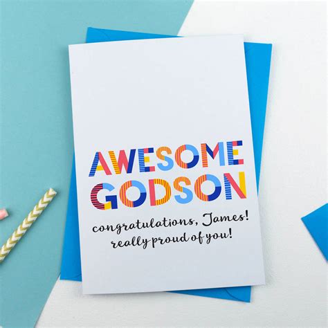 Awesome Godson All Purpose Personalised Card By A Is For Alphabet