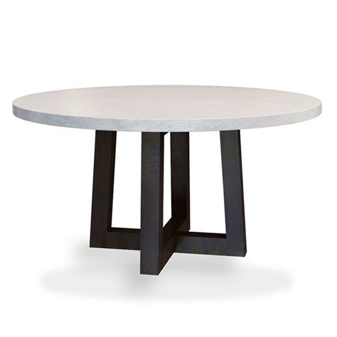 Table top finished with bevelled edges strong loop styled steel legs in a black powder coat ample surface space seats up to 8 people. Torre Round Concrete Dining Table | Round concrete dining ...