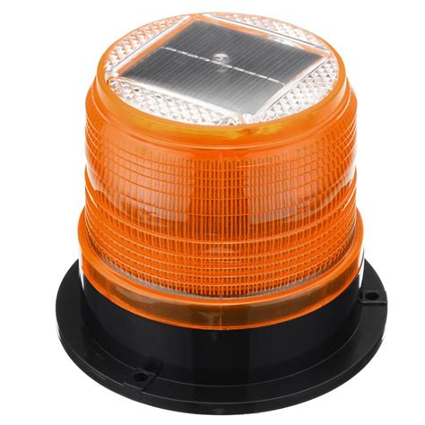 12v Round Roof Solar Led Magnetic Beacon Light Emergency Warning Strobe