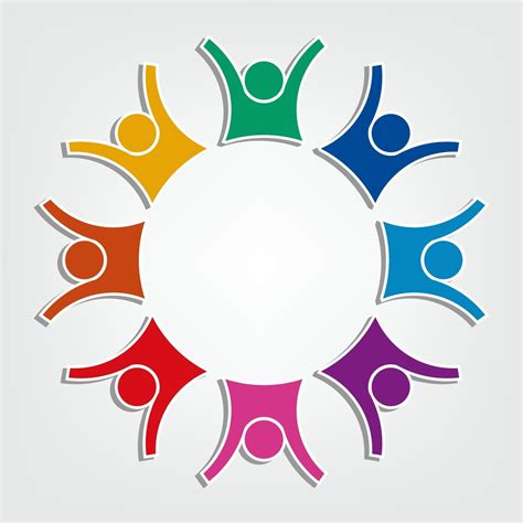 Grupo De Ocho Personas Logo En Un Círculo De Trabajo En Equipo De