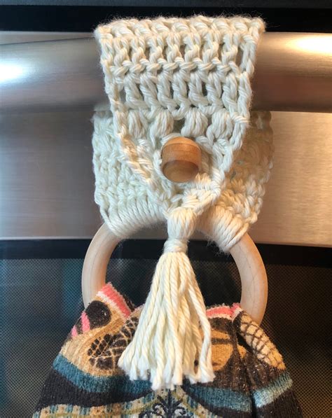 Crochet Towel Ring Boho Towel Holder Home Decor Stove Etsy