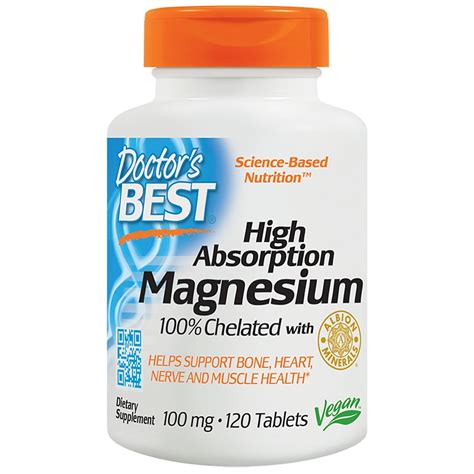 Doctors Best High Absorption 100 Chelated Magnesium Tablets Walgreens
