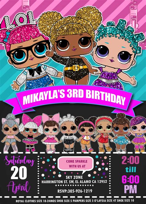 Lol Surprise Dolls Birthday Party Invitation 2 Sweet Invite