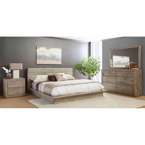 This king size headboard, footboard, and side rails are made of alder. White-Washed Modern Rustic 4 Piece Queen Bedroom Set ...