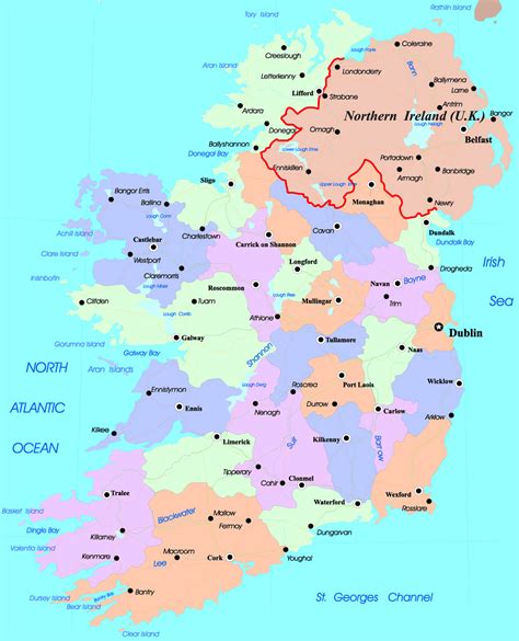 Detailed Administrative Map Of Ireland Ireland Detailed Administrative