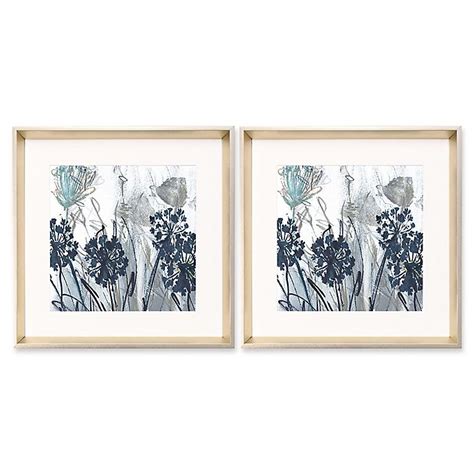 Blue Abstract Flowers Wall Art Set Of 2 Bed Bath And Beyond Canada