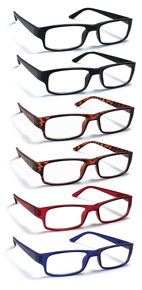 buy boost eyewear 6 pack reading glasses traditional frames in assorted colors for men and