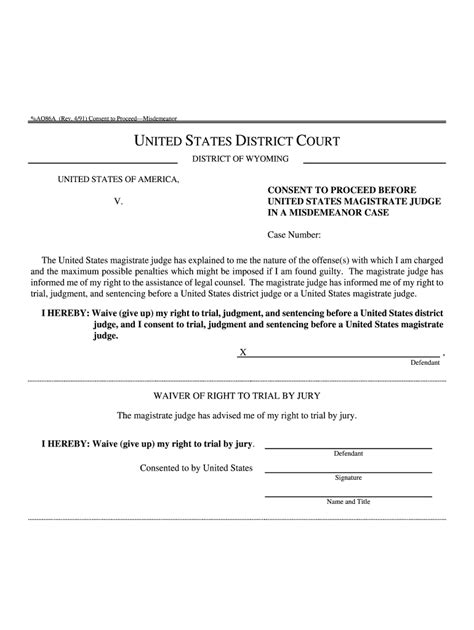 United States District Court For The District Of Wyoming Form Fill