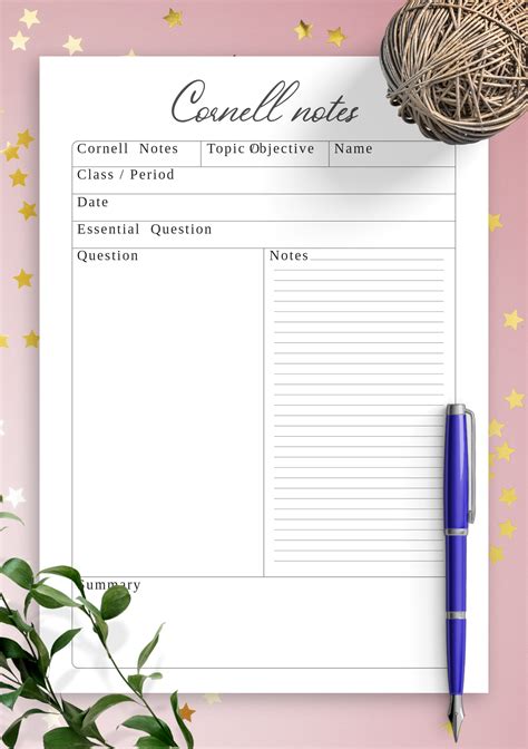 Download Printable Simple Cornell Note Taking Template Pdf