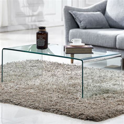 Rectangular tempered glass coffee table with shelf, brownby imtinanz. Details about Modern Rectangular Waterfall Design Tempered ...