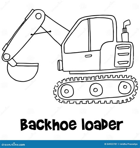 Backhoe Loader With Hand Draw Stock Vector Illustration Of Concept