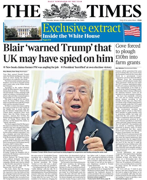 Newspaper Headlines Blair Warned Trump Over Uk Spying Bbc News