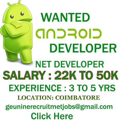 Wanted Android Developer And Net Developer