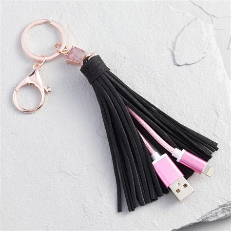 Black Iphone Charger Tassel Keychain By World Market Boho Bags Suede