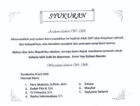 Ucapan Syukur Naik Pangkat