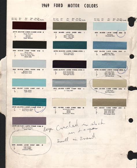 Paint Chips 1969 Ford Paint Charts Painting Paint Chips
