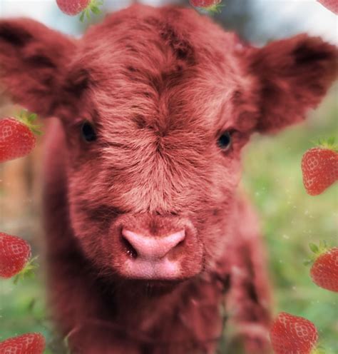 Fluffy Cows Aesthetic Cute Strawberry Cow Wallpaper Canvas Gloop