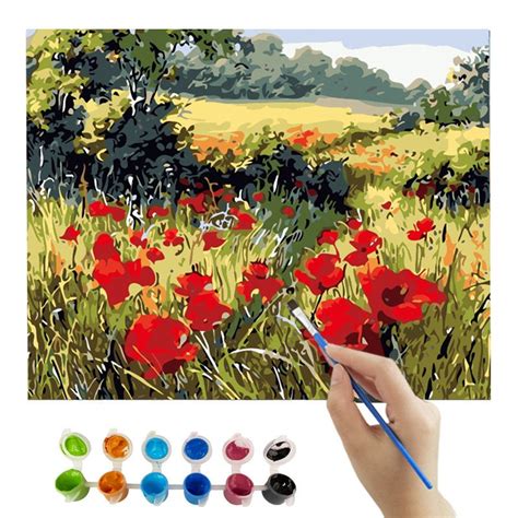 Paint By Number Kit For Adult Kids Beginner Poppies Etsy