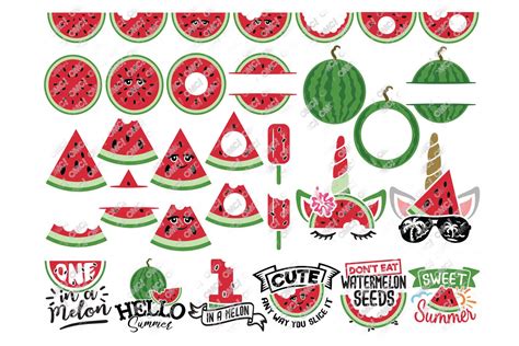 Melon Monogram Frame Seeds Food Summer Watermelon Clipart Cut File