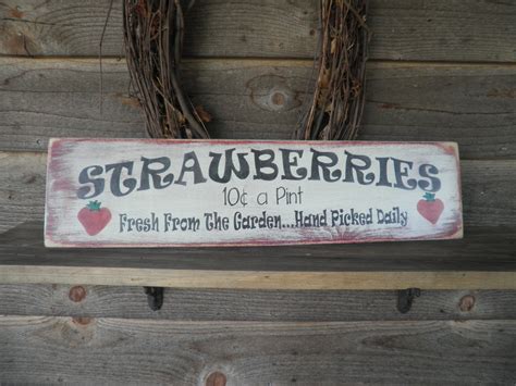 Create your own little home decor pieces.turn old wood into beautiful signs.you can try this with any wall paint, or any waterbased paint at all. primitive home decor wood sign hand painted. strawberry