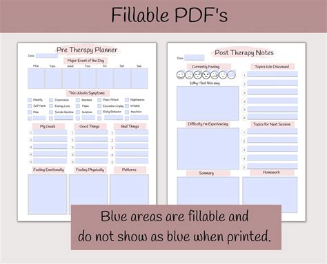 Pre And Post Therapy Notes Fillable Template Pink Session Etsy