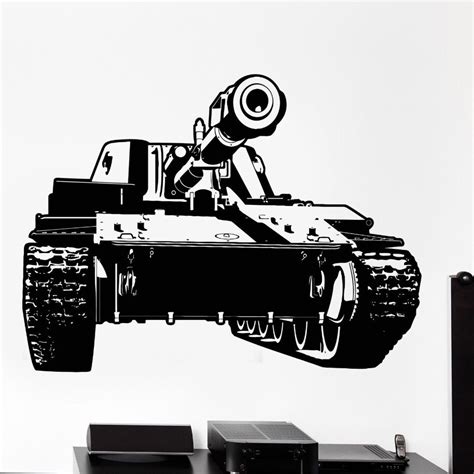 Vinyl Wall Sticker War Army Equipment Wall Decal Tank Military Wall Art Mural Removable Vinyl