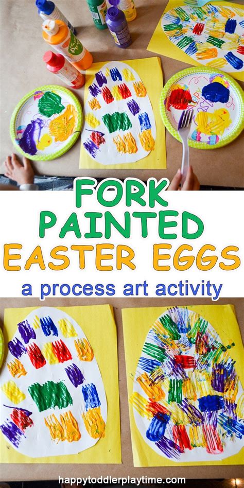 Fork Painted Easter Eggs Happy Toddler Playtime Easter Crafts For