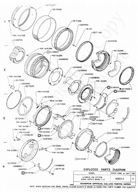 Olympus 50mm F12 Exploded Parts Diagram Service Manual Download