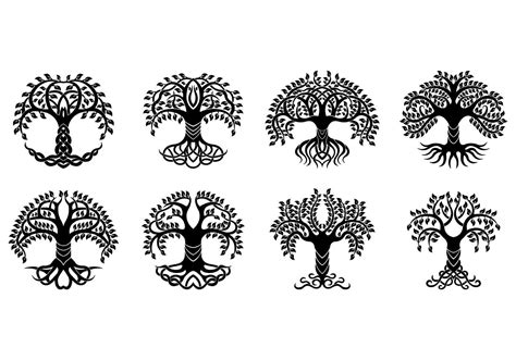 Set Of Celtic Tree Vector Celtic Tree Vector Art Design Celtic Symbols