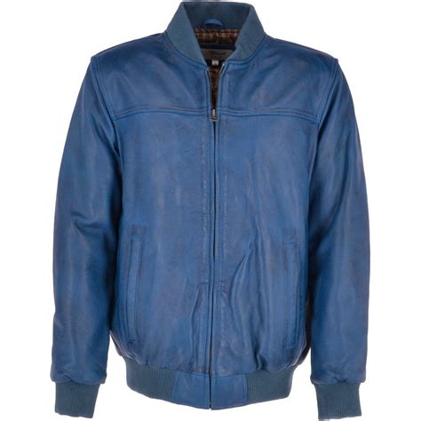 Mens Vintage Leather Bomber Jacket Royal Blue Danny 2 Mens From