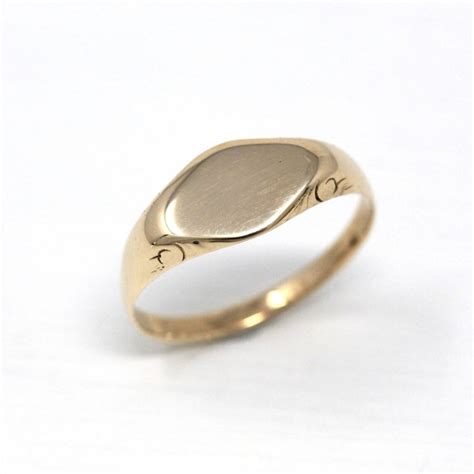 Blank Signet Ring Antique 10k Yellow Gold Engraved Blank Etsy